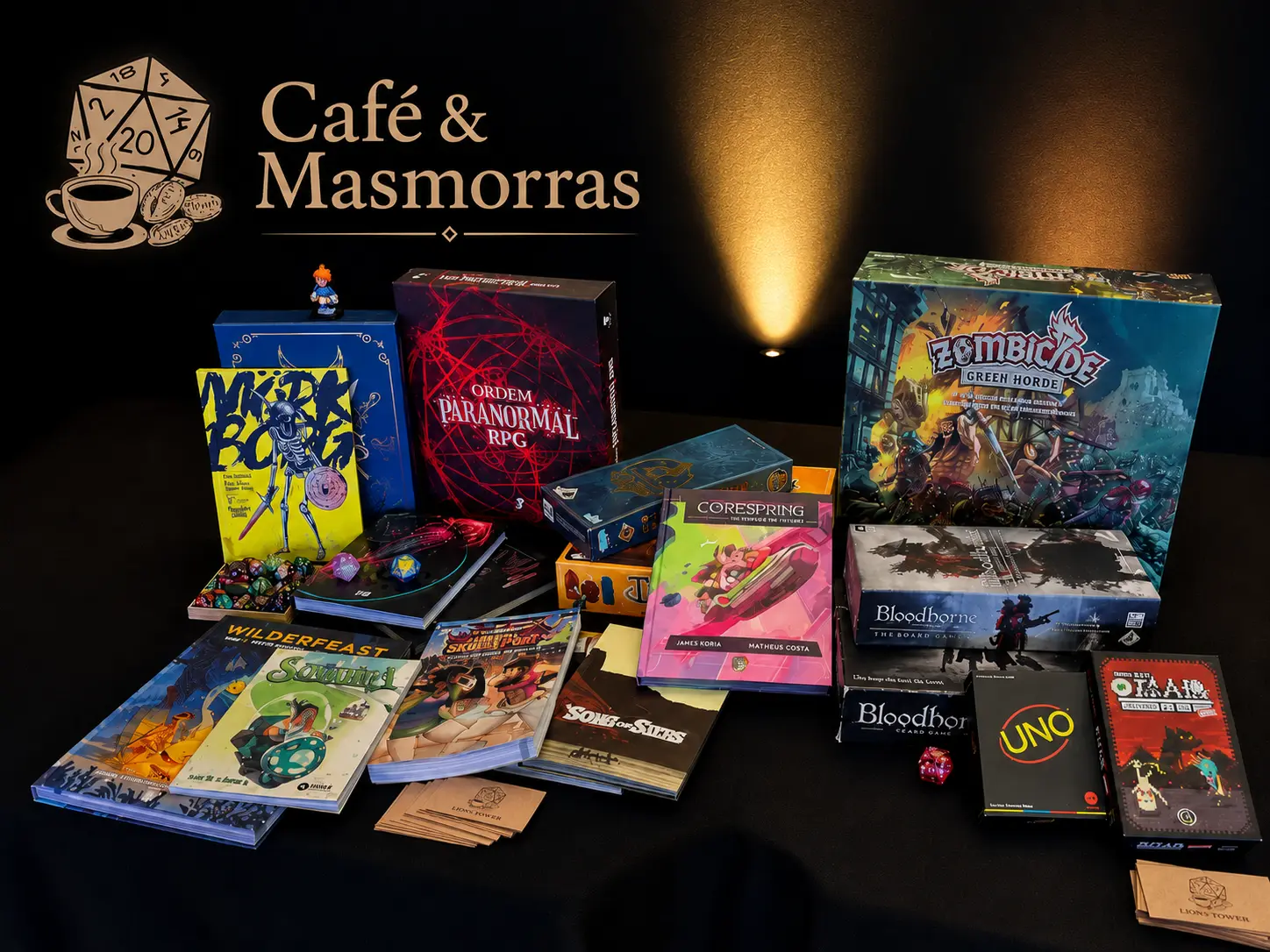 Cena de fantasia representando mesas de RPG presenciais da comunidade Cianorte Card Masters