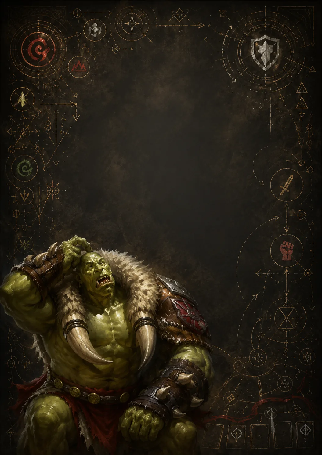 Orc lendo cartas em um guia de Flesh and Blood para iniciantes